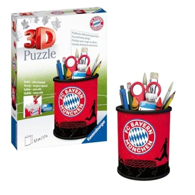 Abbildung von Ravensburger 3D Puzzle 11215 Utensilo FC Bayern 54 Teile Stiftehalter für München Fans ab 6 Jahren, Schreibtisch Organizer Kinder, White