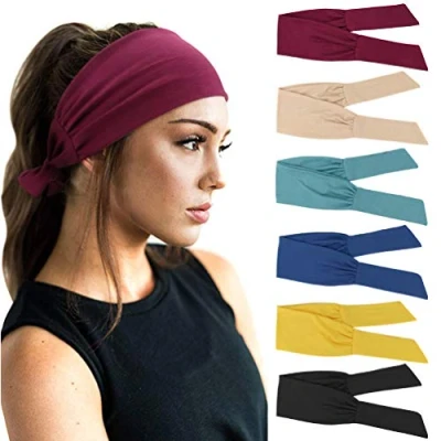 Abbildung von DRESHOW 6 Stück Damen Boho Stirnband Kopfband Haarband Gedruckt Stirnbänder Knoten Verdrehtes Elastische Kopf Wickeln Niedlich Haarschmuck für Mädchen