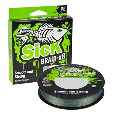 Abbildung von Berkley Sick Braid 8 fach geflochtene Angelschnur, super glattes Multifaden PE Raubfischgeflecht, Angelschnüre 150 300 m zum Süßwasser oder Salzwasser Meeresangeln
