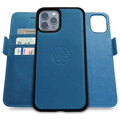 Abbildung von Dreem Fibonacci kompatibel mit iPhone 13 Pro Brieftaschen Etui / 2 in 1 stoßfestes und abnehmbares Folio aus veganem Leder, MagSafe kompatibel, RFID Schutz [Schiefer]