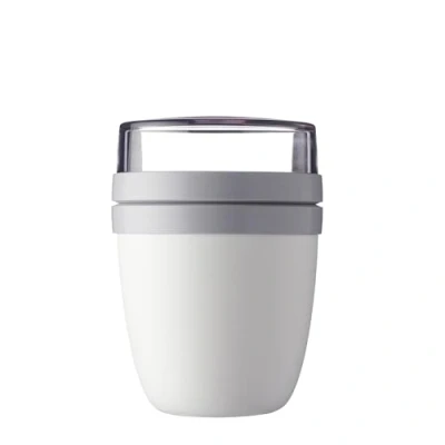 Abbildung von Mepal Müslibecher to go, praktischer Joghurtbecher go Unterteilung für Joghurt &amp; Müsli Geeignet Gefrierschrank, Mikrowelle Spülmaschine 500 ml + 200 White