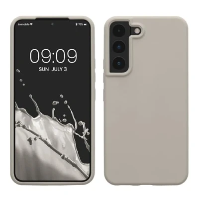 Abbildung von kwmobile Schutzhülle kompatibel mit Samsung S22 Hülle Silikon Case Handyhülle weiche Oberfläche kabelloses Laden Beige matt