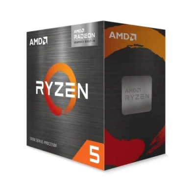 Abbildung von AMD Ryzen 5 5600G Prozessor (intergrierte Radeon Grafik, 6 Kerne /12 Threads, 65W TDP, AM4 Sockel, 19MB cache, Bis zu 4.4 Ghz max boost, wraith stealth Kühler)