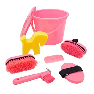Abbildung von PFIFF 102361 Putzset, verschließbarer Putzeimer gefüllt, Putzbox Pferdepflege, Pink