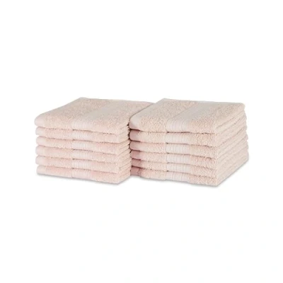 Abbildung von Amazon Basics Waschlappen aus Baumwolle, farbecht, 12 Stück, 30 x cm, Blush Rosa