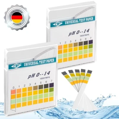 Abbildung von ECENCE pH Teststreifen 200 Stck, Lackmus Testpapier, Messbereich 0 14, Indikator Universalpapier, Säuretest für Aquarien, Trinkwasser