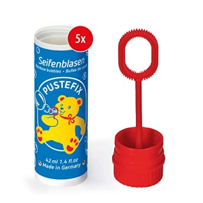 Abbildung von PUSTEFIX Seifenblasen Set I 5 x Klassik 42ml Bunte Rainbow Bubbles Made in Germany für Hochzeit, Kindergeburtstag, Standesamt, Polterabend 42 ml Vorteilspack