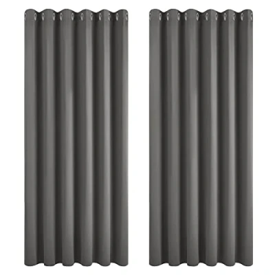 Abbildung von Deconovo Verdunkelungsvorhang Kälteschutz Gardinen Schlafzimmer Kälteschutzvorhang Blickdicht, 274x229 cm(HöhexBreite), Dunkelgrau, 2er Set