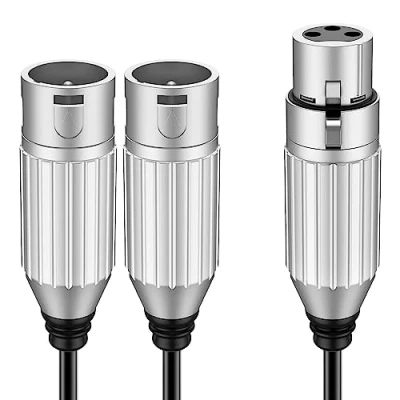 Abbildung von J&amp;D XLR Splitter Kabel, 1 Buchse auf 2 Stecker Patch Mikrofonkabel, 3 Pin Jack Y Adapter für Record Mixer AMP Limiter Lautsprecher, 48 cm