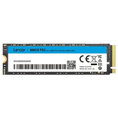 Abbildung von Lexar NM610PRO 500GB SSD, M.2 2280 PCIe Gen3x4 NVMe 1.4 Internal, Up to 3300 MB/s Read, 1700 Writes, Internes 3D NAND Flash Solid State Laufwerk für Laptop, Desktop Computer, PC