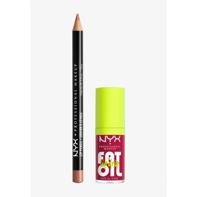 Abbildung von NYX Professional Makeup Lip Artist Kit, Lippen Set bestehend aus Slim Pencil Lipliner, Farbe 810 Natural, und Fat Oil Drip Lipgloss, 05 Newsfeed