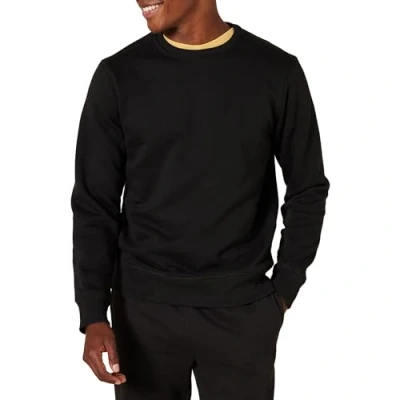 Abbildung von Amazon Essentials Herren Fleece Sweatshirt mit Rundhalsausschnitt (erhältlich in Big &amp; Tall), Schwarz, XXL