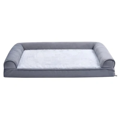 Abbildung von Amazon Basics Couchbett aus Schaumstoff für Hunde und Haustiere mit abnehmbarem Bezug, Grau, 91 x 69 17 cm (L W H)