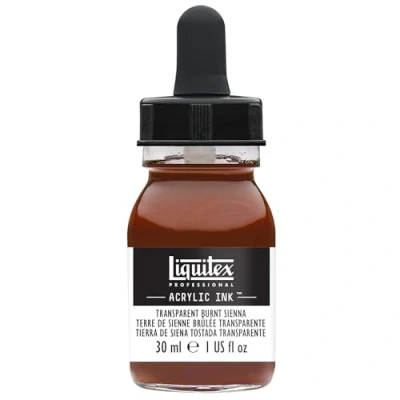 Abbildung von Liquitex 4260129 flüssige Professional Acrylfarben Ink, Tusche, 30 ml, hochpigmentierte Airbrushfarbe, siena gebrannt transparent
