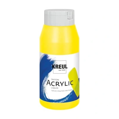 Abbildung von KREUL 641532 Solo Goya Triton Acrylfarbe echtgelb, 750 ml Flasche, schnell und matt trocknend, Farbe auf Wasserbasis, in Studioqualität, vielseitig einsetzbar, gut deckend ergiebig