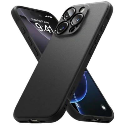 Abbildung von Ringke Onyx Case Kompatibel mit iPhone 16 Pro Hülle, [Fester Griff] rutschfest Schlankes Slim Fit Einzigartige Textur TPU Robuste Stoßfeste Anti Kratzer Handyhülle Black
