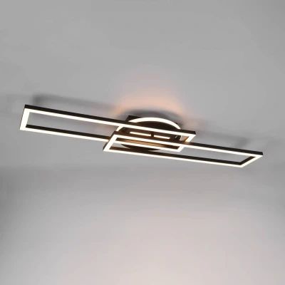Abbildung von Reality Leuchten LED Deckenleuchte Rigido R67172132, Metall Schwarz matt, inkl. 22 Watt LED, Fernbedienung, Dimmer, Farbwechsel