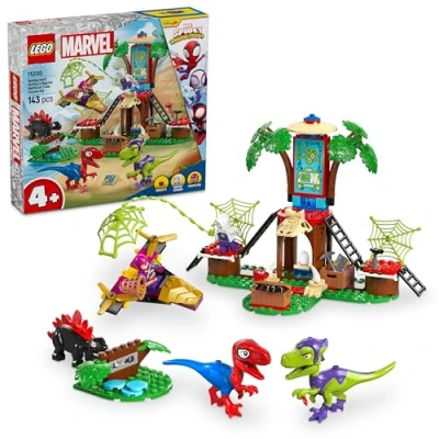 Abbildung von LEGO Marvel Showdown am Baumhaus: Spidey Rex vs. Gobby Raptor, BAU und Spielset mit Dinos, Geschenk Spielzeugdinos für Jungen Mädchen ab 4 Jahren, Seine Super Freunde 11200