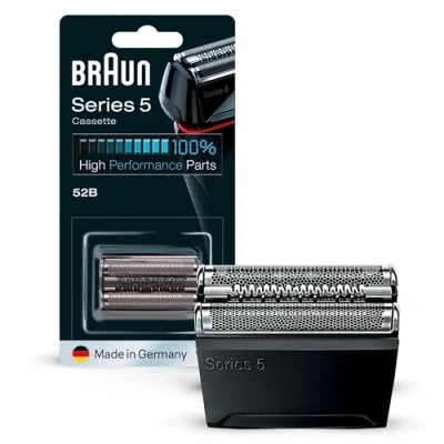 Abbildung von Braun Series 5 Elektrorasierer Scherkopf, ORIGINAL Ersatzscherteil vom Hersteller passend für Herren Rasierer 5, 52B, schwarz, 1er Pack