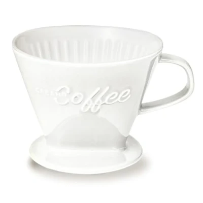 Abbildung von Creano Porzellan Kaffeefilter XXL (Weiß) für Filtertüten Gr. 4 und 6, ca. 800gr Gewicht extrem sicheren Stand, Achtung schwer, in 6 Farben erhältlich