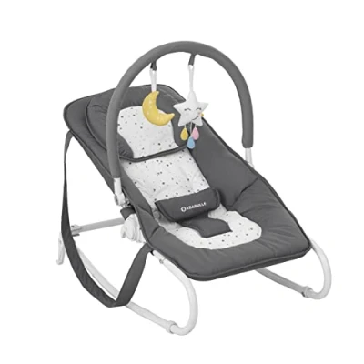 Abbildung von Badabulle Easy Moonlight Babywippe, mit integrierter Kopfstütze, 5 fach verstellbarer Rückenlehne, abnehmbarem Spielbogen und Sitzbezug, 1 Stück (1er Pack)