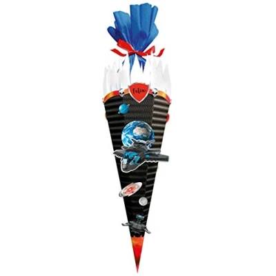 Abbildung von Ursus 9870018 Bastelset Easy Line Raumschiff, 6 eckig, aus vorgestanzter 3D Colorwellpappe 260 g/qm, 68 cm, Durchmesser ca. 20 zum Basteln Einer individuellen Schultüte, bunt