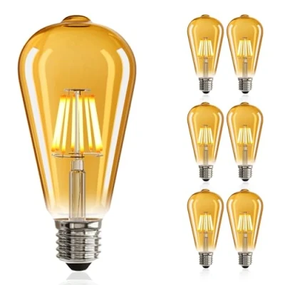 Abbildung von NUODIFAN LED Edison Glühbirne E27, 6 x 8W Vintage Dimmbar Filament Birne Lampe Amber Glas (1000 Lumens, 2700K) Ideal für Dekorative