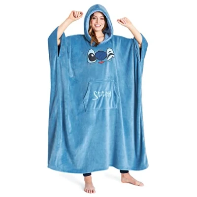 Abbildung von Disney Oversize Pullover Damen, Lilo und Stitch Kuschel Kapuzenpullover Damen Teenager Geschenke für Frauen (Blau Lang)