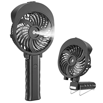 Abbildung von HandFan Handventilator Wasserkühlung Akku Ventilator Lüfter USB Batteriebetrieben,3 Stufen Mini Tischventilator 2in1 mit Laptop Multi Port Steckdose für Reisen und Zuhause