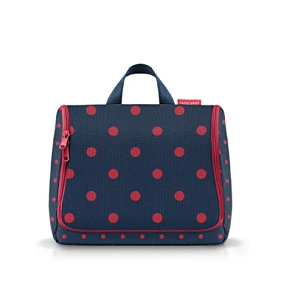 Abbildung von Reisenthel toiletbag XL Mixed dots red WO3075 Kulturbeutel Waschtasche 4 Liter in Dunkelblau mit dunkelroten Punkten