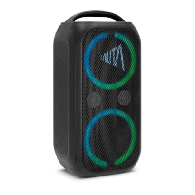 Abbildung von TechniSat LAUTA WUMMSBOX Tragbarer Premium Bluetooth Lautsprecher (160W Peak, Party Musikbox mit 103dB Sound, Bass Boost, True Wireless Stereo, 12 Stunden Akkulaufzeit, LED, IPX4, 80W RMS Leistung)