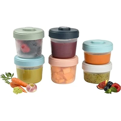 Abbildung von BÉABA, 6er Set Aufbewahrungsbehälter, Clip, Stapelbare Behälter, 100 % Luftdicht, Einfrieren, Muttermilch, 2 x 90 ml + 4 150