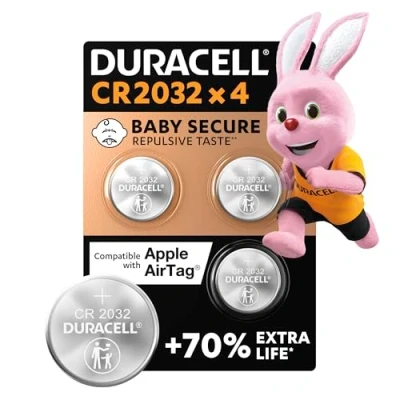 Abbildung von Duracell CR2032 Knopfzellen, CR 2032 Lithium Knopfzelle 3 V (4 Stück), ideal für z.B. Autoschlüssel, Waagen, Fitnesstracker, medizinische Geräte