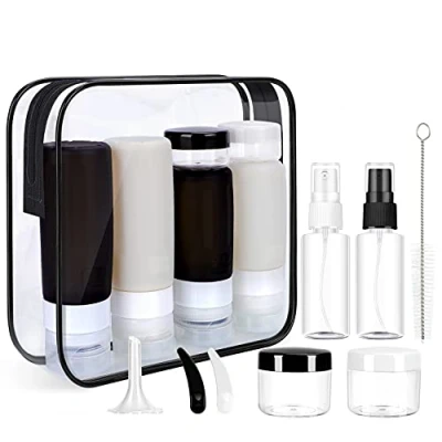 Abbildung von 16er Pack Silikon Reiseflaschen Set für Toilettenartikel Morfone TSA zugelassene Reisebehälter Auslaufsicheres zusammendrückbares nachfüllbares Reisezubehör 2oz 3oz Shampoo