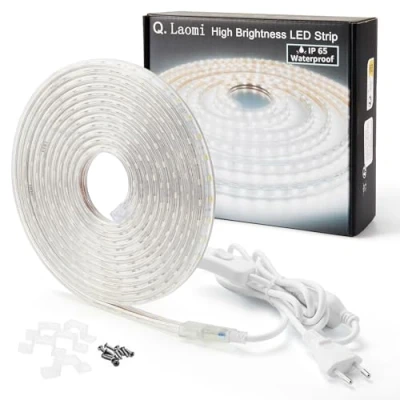Abbildung von Q.Laomi LED Strip 4 Meter, Lichtband IP65 Wasserdicht, 230V Lichtstreifen, Streifen 4M, Weiß