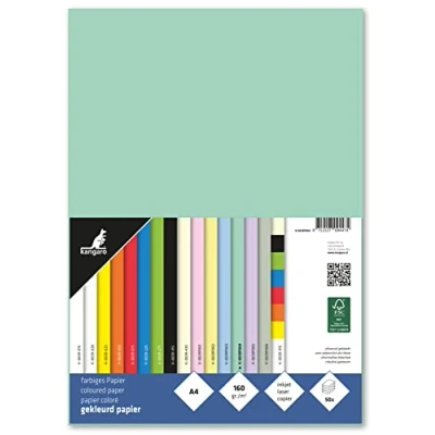 Abbildung von Kangaro Tonpapier Pastell Grün DIN A4 120g/m² FSC mix 100 pack Briefpapier Bastelpapier DIY