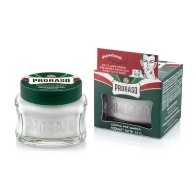 Abbildung von Proraso Pre Shave Cream, 100 ml, erfrischende und belebende Rasiercreme für die Anwendung vor der Rasur, mit Eukalyptusöl Menthol, Made in Italy, Grün