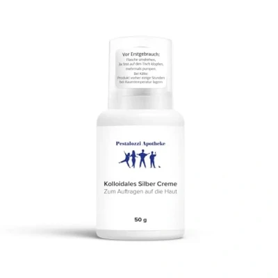 Abbildung von Kolloidales Silber Creme (50 g) aus Apotheken Herstellung Feuchtigkeitsspendend, hochwertige Qualität bewährte Originalrezeptur Silbercreme Pestalozzi Apotheke