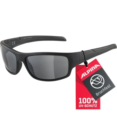 Abbildung von ALPINA TESTIDO Verspiegelte und Bruchsichere Sport &amp; Fahrradbrille Mit 100% UV Schutz Für Erwachsene, all black, One Size