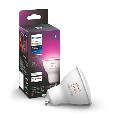 Abbildung von Philips Hue White &amp; Color Ambiance GU10 LED Spot (350 lm), dimmbare Lampe für das Lichtsystem mit 16 Mio. Farben, smarte Lichtsteuerung über Sprache und App