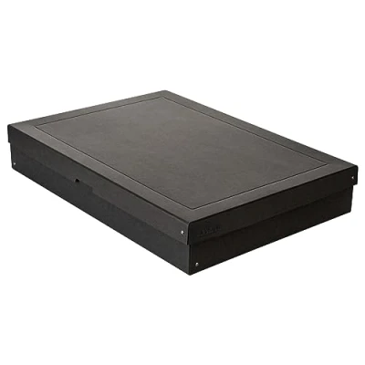 Abbildung von Original Falken PureBox Black. Made in Germany. 100 mm hoch DIN A2. Aufbewahrungsbox mit Deckel aus stabilem Recycling Karton Blauer Engel Vegan Geschenkbox Transportbox Schachtel Allzweckbox