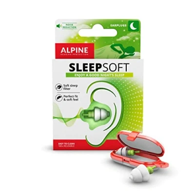 Abbildung von Alpine SleepSoft Gehörschutz Ohrstöpsel zum Schlafen Schalldämpfer Schnarchen und verbessert den Schlaf Weichfilter geeignet für Seitenschläfer Hypoallergenes Material Wiederverwendbar