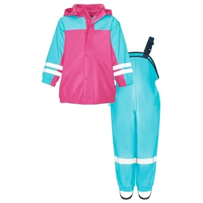 Abbildung von Playshoes Unisex Kinder Regen anzug Mit Fleece futter Warmer Wasserdichter Matschanzug Regenbekleidung, Türkis, 116 EU