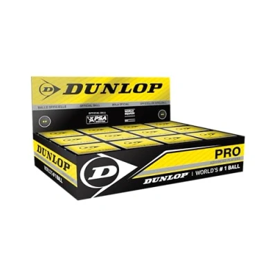 Abbildung von Dunlop Sports Squashbälle Pro doppelGelb, 12 Stück, Offizieller Turnier Squashball, Schwarz