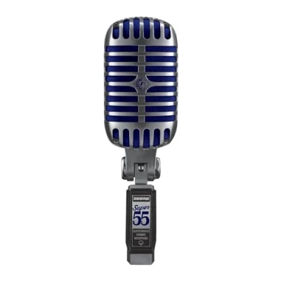 Abbildung von Shure Super 55 Deluxe Vocal Microfon Vintage Supercardioid Dynamic Unidyne Mic, legendärer Look, klassisches Sound robustes Die Cast