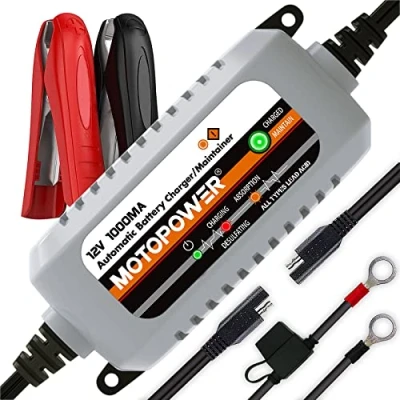 Abbildung von MOTOPOWER MP00205B 12V 1000mA Automatisches Ladegerät für Auto, Motorrad und mehr