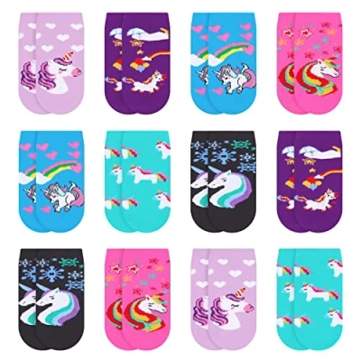 Abbildung von Libella 12er Kinder Mädchen Socken mit Einhornmuster Kids Füßlinge Sneakersocken bunt 2108 23 26
