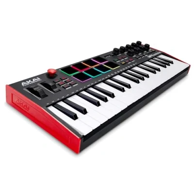 Abbildung von AKAI Professional MPK Mini Plus 37 Tasten USB MIDI Keyboard Controller mit 8 RGB MPC Pads, Drehreglern und Musikproduktionssoftware für PC Mac