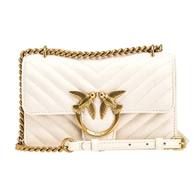 Abbildung von Pinko LOVE One MINI DC Sheep Nappa Chevron Umhängetasche, Damen, Größe: Size, White