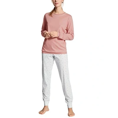 Abbildung von CALIDA Sweet Dreams Bündchen Pyjama Damen, aus 100% Baumwolle, Hose mit stoffbezogenem Gummibund
